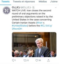 توئیت دیوان در خصوص پرونده ایران و امریکا